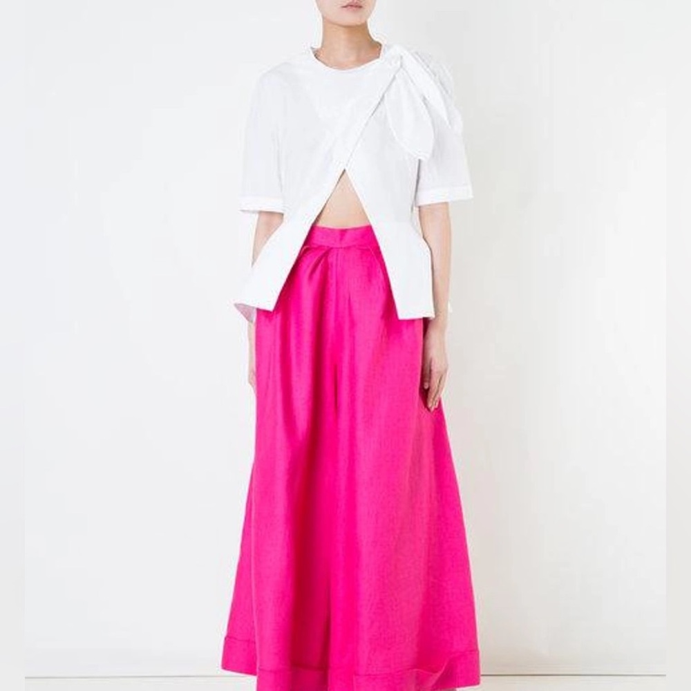Delpozo Wripe-Style Knotted Blouse in White Size 36 NEW with tags